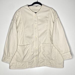 Zara Cotton Twill Button Front Oversized Jacket Women's Size Large